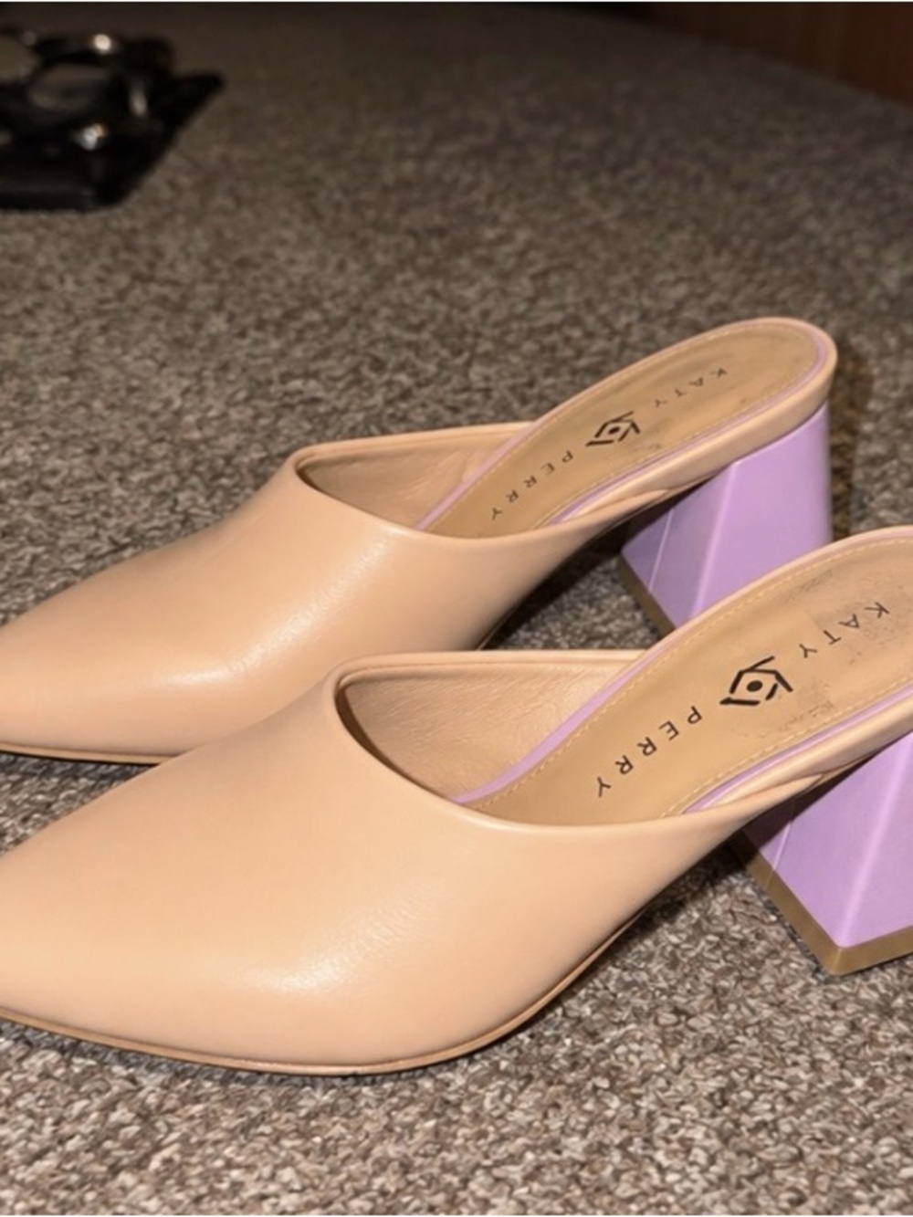 Katy Perry Collections Beige Mule with Lilac Block Heel